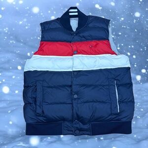 Tommy Hilfiger Men’s L Quilted Reversible Vest Red White Blue Russet Puffer
